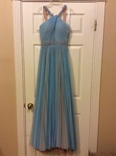 Sherri Hill Blue Beaded Halter