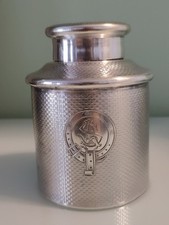 Christofle Argenterie boite à thé Métal Argenté Guilloché , Monogramme Art Deco 