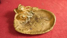 Ancien vide poche en bronze doré Art Nouveau signé Cassonnet à décor de roses