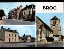 BROC (49) CAFE RESTAURANT avec POMPE à ESSENCE ESSO , ECOLE & EGLISE