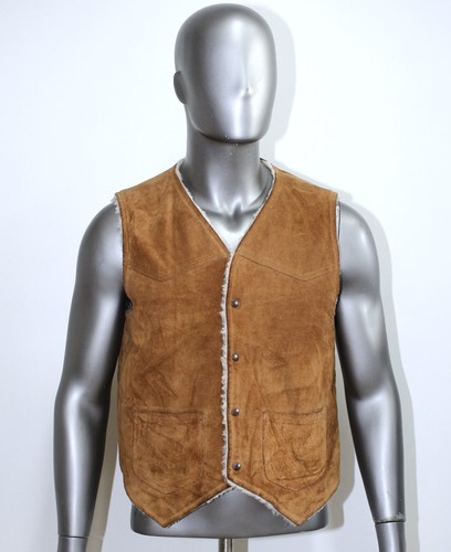 Gilet daim marron fourré - gilet,