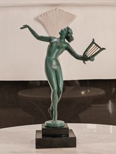 « Prélude », Sculpture Art Déco, femme à la lyre  Max Le Verrier / Fayral 