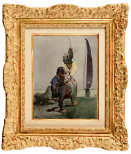 ALBERT FEUILLASTRE (1896 - 1976 ) BELLE SCENE ANIMEE 1940 AQUARELLE SIGNEE (99)