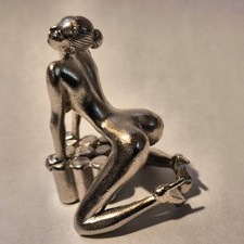 FIGURINE ÉROTIQUE BELLE FEMME NUE SEXE SEXY COQUIN BRONZE ÉTAMÉ STATUETTE RARE