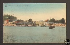 NAMUR : Bateau au Confluent de Sambre & Meuse en 1921 / voyagée avec Timbre taxe