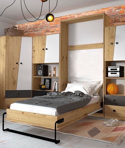 Lit escamotable 90x200 artisan - escamotable,