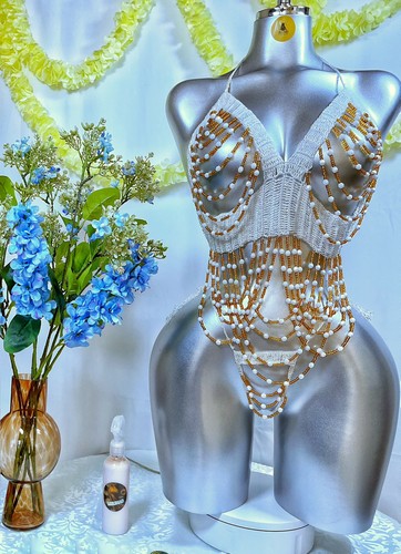 Handmade white crochet beaded - handmade,