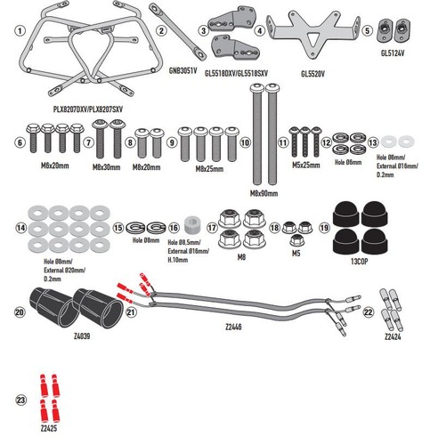Set porte valises givi plx8207 - porte-valises,
