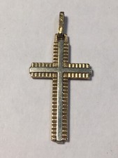 Bijoux Pendentif Croix ancienne plaqué or (114-38/A1-7)