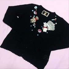 Cardigan Pink House Etoile Sucre noir motif cœur de lapin neuf