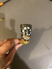 Ancienne pipe terre cuite vernissée émaillée bélier stylisé vintage Vallauris?