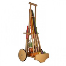 JEU DE CROQUET EN BOIS AVEC CHARIOT 4 JOUEURS  pour ENFANT