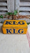 ANCIENNE BOITE TOLE PUBLICITAIRE KLG AUTO MOTO GARAGE