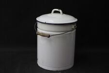 Ancien Seau Émail Seau À Cendres Poubelle Seau D'Eau Métal + Couvercle