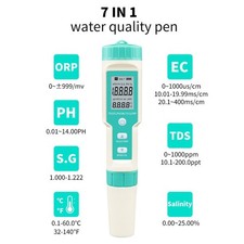 Testeur D'eau Portable 7 En 1 TDS/EC/PH/TEMP Mètre