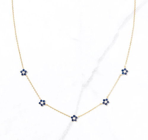 Collier saphir bleu - plaqué, or