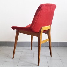 CHAISE VINTAGE 1950 PIEDS COMPAS TISSU MOUMOUTTE ROUGE 50S 1950S ROCKABILLY