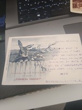 CPA  Fantaisie Précurseur Lapin De Pâques Oblitéré 1899 Germaia Mulhouse