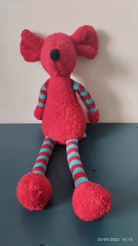 Doudou souris rouge bleu - rouge, et