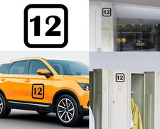 NUMÉRO 12, Autocollant Vinyle Découpe V1SQ, Qualité Professionnelle