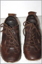 KICKERS  Tennis Lacets cuir Toile Marron Taupe T 40 TBE