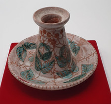 BOUGEOIR CERAMIQUE - ACCIDENT - DECOR FLORAL 10*14.5CM