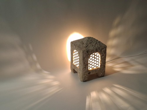 Lampe sculpture pierre - lampe,