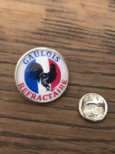 GROS PIN'S 2cm Métal Argenté Gaulois Réfractaire Drapeau France 🇫🇷 Coq