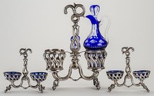 PORTE-HUILIER & SALERONS ARGENT MASSIF 1er T./CRISTAL BACCARAT M.O.DEBAIN A.