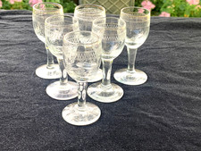 6 Anciens Verres à Liqueur en Verre Soufflés et Taillés