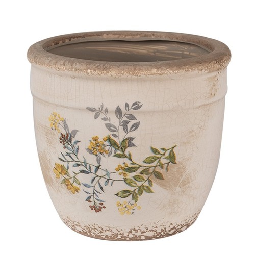 Pot fleur beige jaune - fleur,