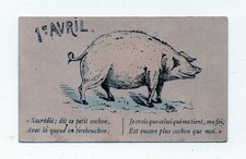 carte de voeux 1er avril AVEC COCHON    (P12039)