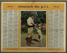 Almanach des PTT 1961. Chasseur et son chien.