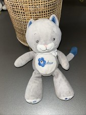 Doudou Peluche Chat gris bleu blanc 20cm Arthur et Lola