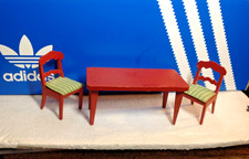 Lundby of Sweden meuble Maison de Poupée en bois lot 1 table  2 chaises 1970/75
