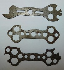 3 x ANCIENNE CLE PLATE JBK MULTIFONCTION POUR VELO MOTO MOBYLETTE SOLEX