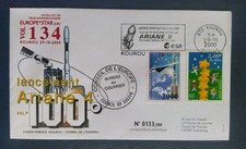 ENVELOPPE 1er JOUR Lancement Ariane 4 V134 KOUROU GUYANE VIGNETTE CONCORDE 2000 