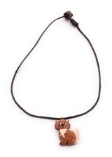 Chat Assis Animal À Quatre Pattes Collier Fait Main En Bois Longueur 49 Cm