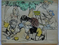 Paul Michel Dupuy (1869-1949) - Jardin d'enfants - Jeux - Château de sable