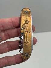 Ancien Couteau plliant PRADEL Plaquette laiton style Coursole Basket Accordéon