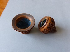 Boite oeuf en bois corozo sculpté 19e siècle pour chapelet rosary box