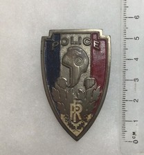 FRANCE - 1944/1966 Insigne de casque ADRIAN 1926 POLICE, peint, embouti, 54 mm