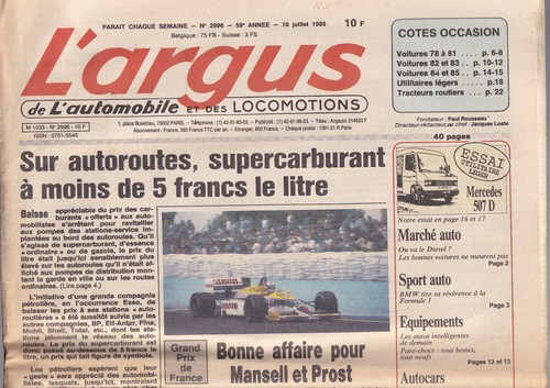 Argus 2996 mercedes 507 d - l'argus,