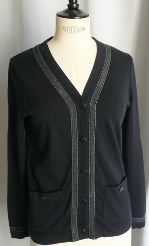 Chanel gilet coton marine txs - gilet,