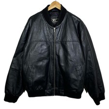 Blouson Bombers En Cuir Léger Noir Vintage 90’s