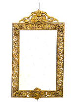 miroir renaissance à encadrement en bronze massif ciselé et ajouré . XX siècle .