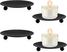 4PCS Bougeoir Noir Fer Forgé