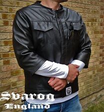 Veste Gilet En Cuir Svarog Angleterre Californie Biker Moto À Manches 3/4