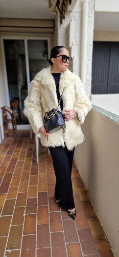 Veste fourrure chèvre blanche - fourrure,