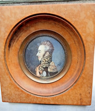Miniature tableau peinte portrait Général 1er Empire Napoléon XIXè signé